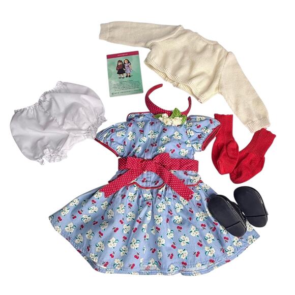 American Girl Emily Meet Outfit Doll Dress Headband Shoes Socks Bloomers Cards - Picture 3 of 6